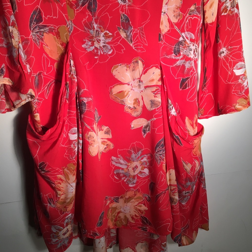 Free people Floral Red Boho Dress Tunic Flowy - Picture 2 of 6